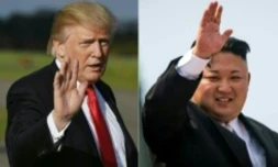 Photomontage du président américain Donald Trump et du dirigeant nord-coréen Kim Jong-Un