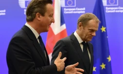 Le Premier ministre britannique David Cameron et le président du Conseil européen Donald Tusk le 24 septembre 2015 à Bruxelles