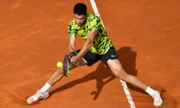 L'Espagnol Carlos Alcaraz en demi-finale du tournoi de Barcelone le 22 avril 2023 à Barcelone