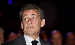 L'ancien président Nicolas Sarkozy à Bagnolet près de Paris, le 20 avril 2018