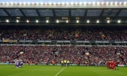 Les équipes de Liverpool et Toulouse, avant le match de tour préliminaire de Ligue des champions à Anfield Road, le 28 Août 2007. 