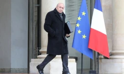 Le ministre de l'Intérieur Gérard Collomb sur le perron de l'Elysée, le 14 février 2018 à Paris