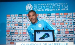 Le nouvel entraîneur de l'OM, Franck Passi, après sa première conférence de presse, le 19 avril 2016 à Marseille