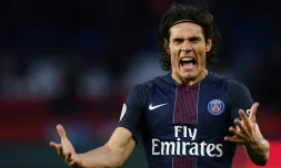 Edinson Cavani explose de joie après avoir offert la victoire au PSG face à Nancy au Parc des Princes, le 4 mars 2017