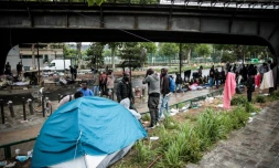 Un camp de migrants près de la Porte de la Chapelle, le 9 juin 2017 à Paris