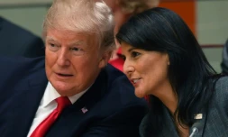 Le président Donald Trump et l'ambassadrice Nikki Haley à New York le 18 septembre 2017