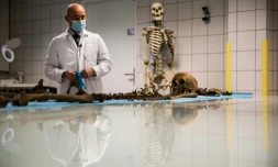 Un médecin légiste de la nouvelle division cold cases de la Gendarmerie nationale à Cergy-Pontoise le 26 janvier 2021