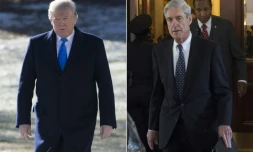Photo montage créé le 24 janvier 2018 du président Donald Trump (g) le 5 janvier 2018 et du procureur spécial Robert Mueller, le 21 juin 2017