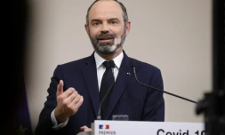Le Premier ministre Edouard Philippe lors d'une conférence de presse sur l'épidémie du nouveau coronavirus, le 28 mars 2020 à Paris