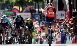 L'Italien Vincenzo Nibali, vainqueur de la 3e étape du Tour d'Espagne, le 21 août 2017 à Andorre-la-Vieille