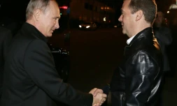 Premier ministre Dmitri Medvedev, Ă©galement tĂȘte de liste de Russie Unie, le 18 septembre 2016 Ă Moscou