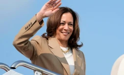 Kamala Harris Ă Westfield, dans le Massachusetts, le 27 juillet 2024