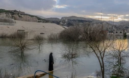 Les eaux d'un lac artificiel submergent la cité antique de Hasankeyf, dans le sud-est de la Turquie, le 21 février 2020