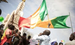 Manifestation à l'appel de la junte contre les sanctions ouest-africaines, le 14 janvier 2022 à Bamako, au Mali