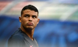 Le défenseur et capitaine du PSG Thiago Silva, à l'entraînement au Stade de France à la veille de la Coupe de France, le 23 juillet 2020 