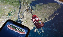 Le site internet du Norad montrant la tournée du Père Noël "en direct", le 24 décembre 2023 à Los Angeles