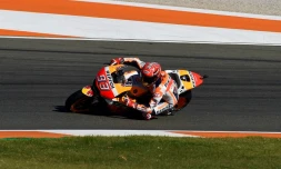 L'Espagnol Marc Marquez (Honda) lors du GP de Valence, catégorie MotoGP, le 12 novembre 2017 sur le circuit de Cheste