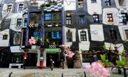 Le musée Kunst Haus Wien consacré à l'artiste et architecte autrichien Friedensreich Hundertwasser, le 28 février 2024 à Vienne