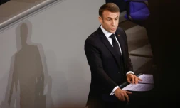 Le président français Emmanuel Macron au Bundestag à Berlin, le 22 janvier 2024