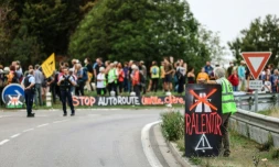 Manifestation contre le projet d'autoroute A69 entre Castres et Toulouse, le 23 octobre 2022 Ă Soual, dans le Tarn