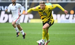 Le Norvégien Erling Haaland (Borussia Dortmund) lors d'un match de Bundesliga contre Francfort Frankfurt, à Dortmund (Allemagne), le 3 avril 2021