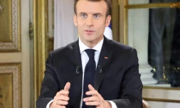 Emmanuel Macron lors d'une allocution télévisée, le 10 décembre 2018 depuis le palais de l'Elysée