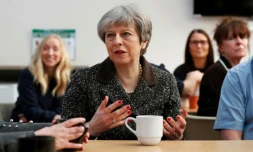 La Première ministre britannique Theresa May à Ayr, en Ecosse, au Royaume-UNi, le 29 mai 2018
