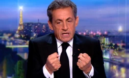 Nicolas Sarkozy sur le plateau de TF1 à Boulogne-Billancourt, le 22 mars 2018