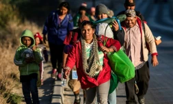 Des migrants de la caravane arrivent à Tijuana, au Mexique, le 15 novembre 2018 