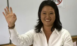 Keiko Fujimori grande favorite de l'élection présidentielle péruvienne, à Lima avant de voter, le 10 avril 2016