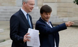 Le ministre de l'Economie Bruno Le Maire et Nicolas Hulot, alors ministre de la Transition énergétique, le 25 octobre 2017 à l'Elysée