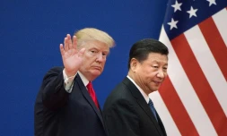 Les présidents des Etats-Unis Donald Trump (g) et de la Chine Xi Jinping, le 9 novembre 2017 à Pékin