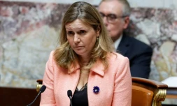 La présidente de l'Assemblée nationale Yaël Braun-Pivet, le 9 mai 2023 pendant une séance de questions au gouvernement