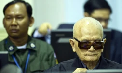 Nuon Chea, haut dirigeant du régime de Pol Pot, lors de son procès à Phom Penh, le 2 juillet 2015