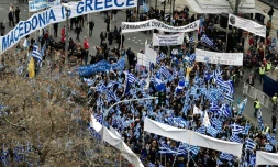 Des manifestants défilent à AthÚnes contre un compromis sur le nom de la Macédoine, envisagé par le gouvernement, le 4 février 2018