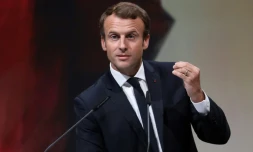 Le président français Emmanuel Macron lors de la foire du livre de Francfort le 10 octobre 2017