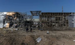 Un centre commercial détruit par une attaque de drones, le 21 mars 2025 à Odessa, en Ukraine