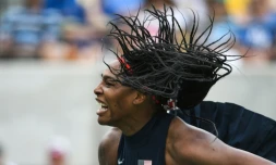 L'Américaine Serena Williams face à l'Australienne Daria Gavrilova au 1er tour du tournoi olympique à Rio, le 7 août 2016