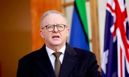 Le Premier ministre Anthony Albanese le 11 août 2025 lors de l'annonce de son intention de reconnaître l'Etat de Palestine