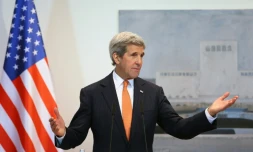 Le secrétaire d'Etat américain John Kerry à Tirana en Albanie, le 14 février 2016