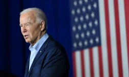 Joe Biden Ă Scranton, en Pennsylvanie (nord-est des Etats-Unis), le 16 avril 2024