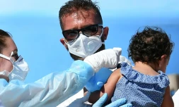 Arrivée de migrants secourus en Méditerranée au port de Lampedusa, le 29 juillet 2020