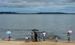 La plage de Xiamen en Chine, située face au détroit de Taïwan, le 3 août 2022