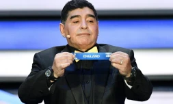 Diego Maradona au tirage au sort de la Coupe du monde 2018, le 1er décembre 2017 à Moscou