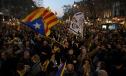 Manifestation contre le procès des dirigeants indépendantistes catalans, le 21 février 2019 à Barcelone