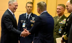 Le chef du Pentagone James Mattis au siège de l'OTAN le 15 février 2017 à Bruxelles