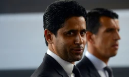 Le président qatari du PSG Nasser Al-Khelaifi le 18 août 2019 au Roazhon Park, le stade de Rennes.