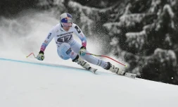L'Américaine Lindsey Vonn durant la 1re descente de Garmisch-Partenkirchen en Allemagne, le 3 février 2018