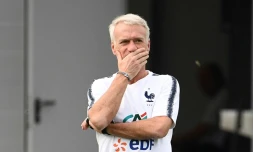 Le sélectionneur français Didier Deschamps à l'entraînement, le 22 juin 2018 à Istra