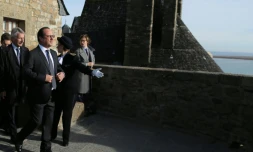 Le président Hollande visite le Mont Saint-Michel le 31 octobre 2015